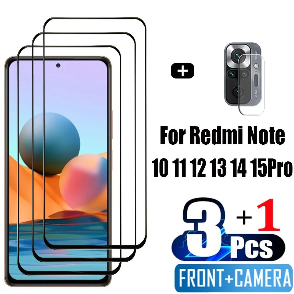vorderes gehärtetes Glas für Xiaomi Redmi Note 15 14 10 11 13 Pro 5G Displays chutz folien Redmi Note 12S 11S 10S Schutz folie Note10 S Telefon film Note11 Tempered Glass Redmi Note12 Pro Plus Kamera
