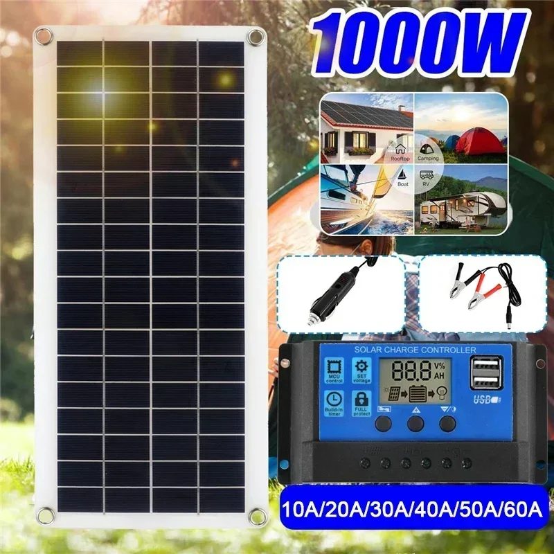 1000 W Solarpanel 12 V Solarzelle 10 A-100 A Controller Solarpanel für Telefon RV Auto MP3 PAD Ladegerät Outdoor Batterie Versorgung