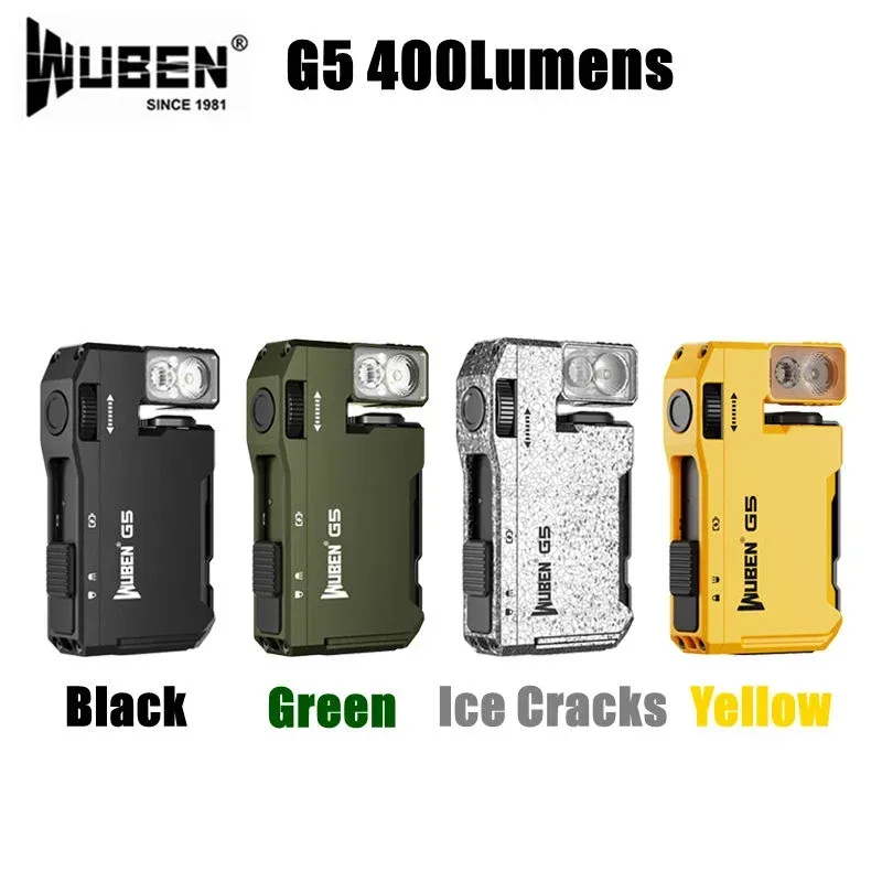 WUBEN G5 EDC-Taschenlampe, 400 Lumen, tragbare Taschen-Mini-Licht-wasserdichte Taschenlampe 180 °   Rotierender Kopf mit Magnetschwanz für den Außenbereich