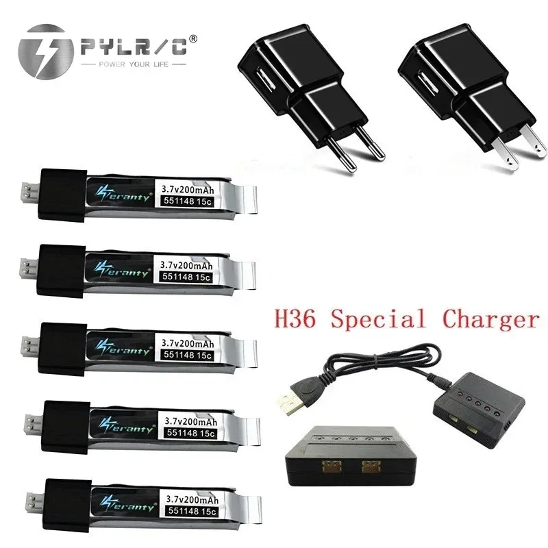 Verbesserte Batterie-Sets mit Ladegerät für WLtoys V911 F929 F939 RC Helikopter 3,7V 200mAh 551148 Batterie EU / US
