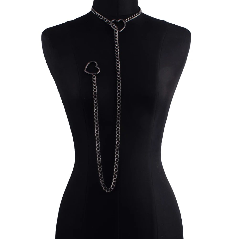 Herzförmige Kettenhalskette für Frauen, Punk-Rock-Liebeskette, Choker-Halskette, Paar-Schmuck, Geschenk-Accessoires