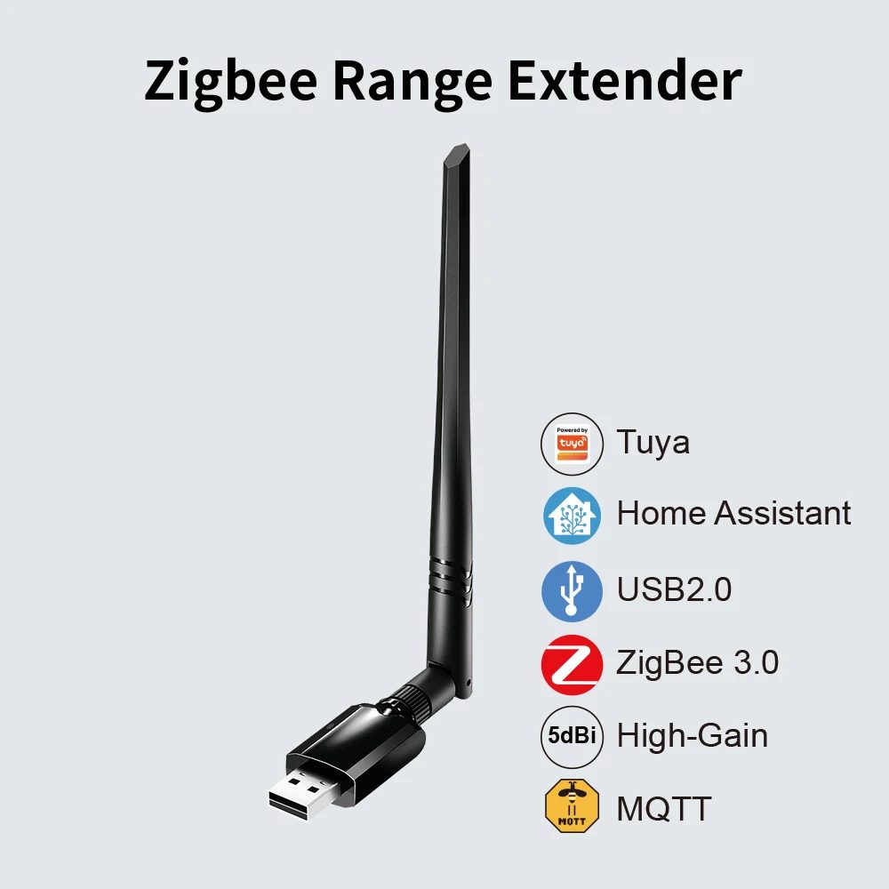 Zigbee Range Extender Tuya Zigbee USB High-Gain Gateway Erweitert die Zigbee-Abdeckungsbereich mit abnehmbarer Antenne für Home Assistant