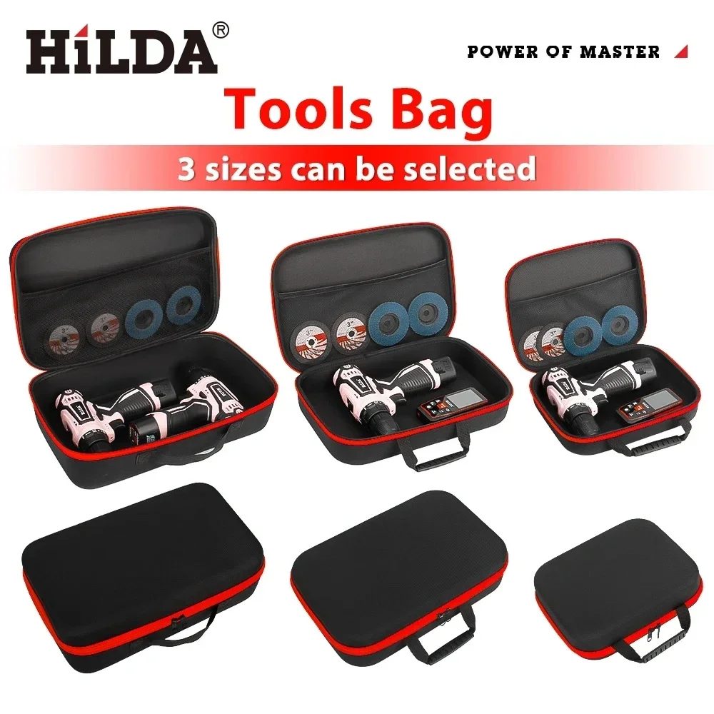 HILDA Werkzeugtasche mit großem Fassungsvermögen, 3 Größen, erhältlich mit roten Kanten, wasserdichte Werkzeugtaschen, Elektriker-Hardware-Werkzeugtasche
