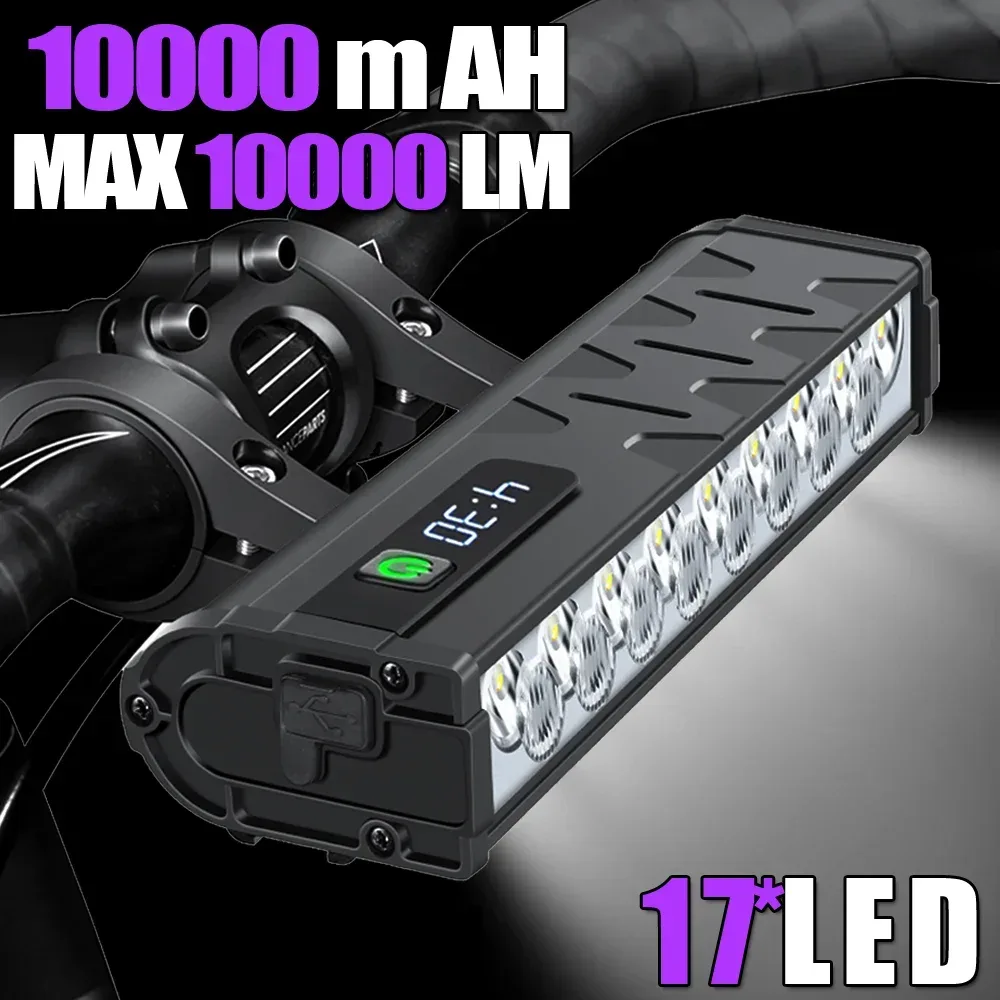 NEWBOLER Fahrrad Licht Vorne 10000 Lumen Fahrrad Licht 10000 mAh Wasserdichte Taschenlampe USB Lade MTB Rennrad Lampe Zubehör