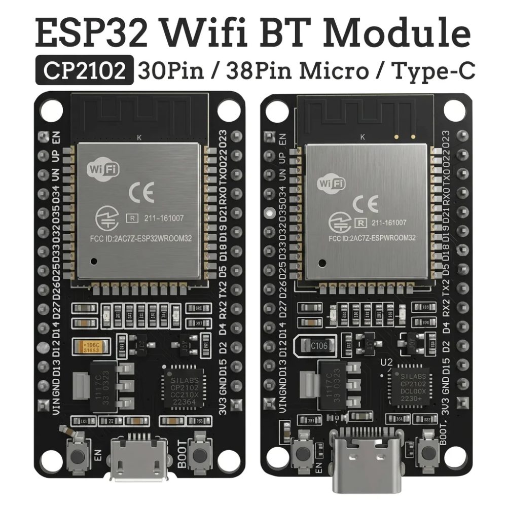 ESP32 Entwicklungsboard 2,4G WLAN Bluetooth-Modul 30-Pin 38-Pin CP2102 Micro Type-C Ultra-Niedriger Stromverbrauch Dual-Core ESP-32