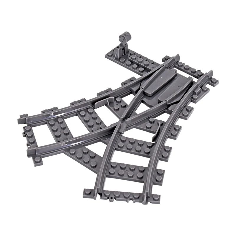 Stadtzüge, flexible Schienen, gegabelte, gerade, gebogene, weiche Schienen, Schienenschalter, Baustein, Ziegel, Kinder, DIY, High-Tech, kreatives Spielzeug