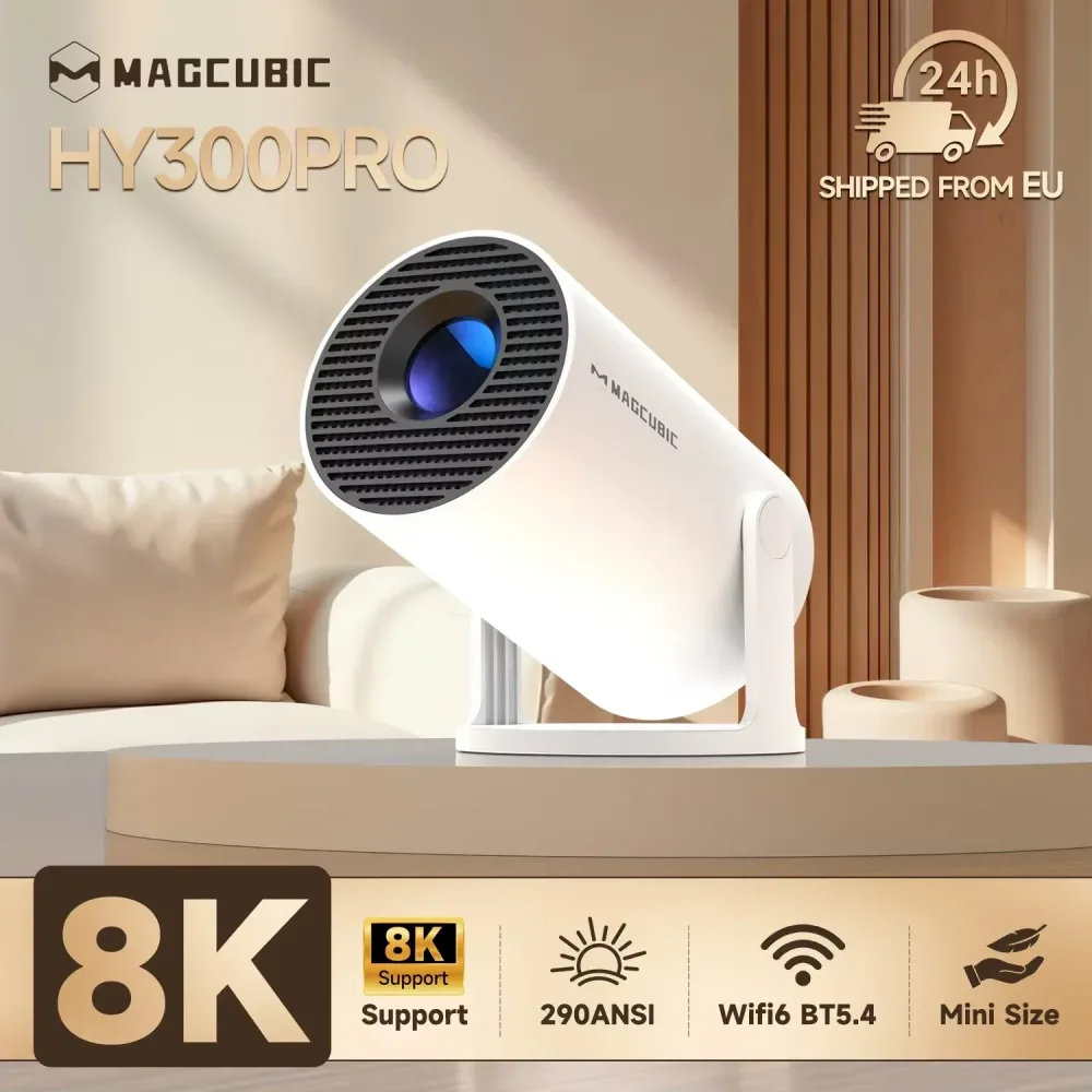Magcubic Projektor 8K Android 14 HY300 Pro Wifi6 290ANSI Allwinner H726 BT5.4 1080P 1280*720P Kino Outdoor Tragbarer Projektor
