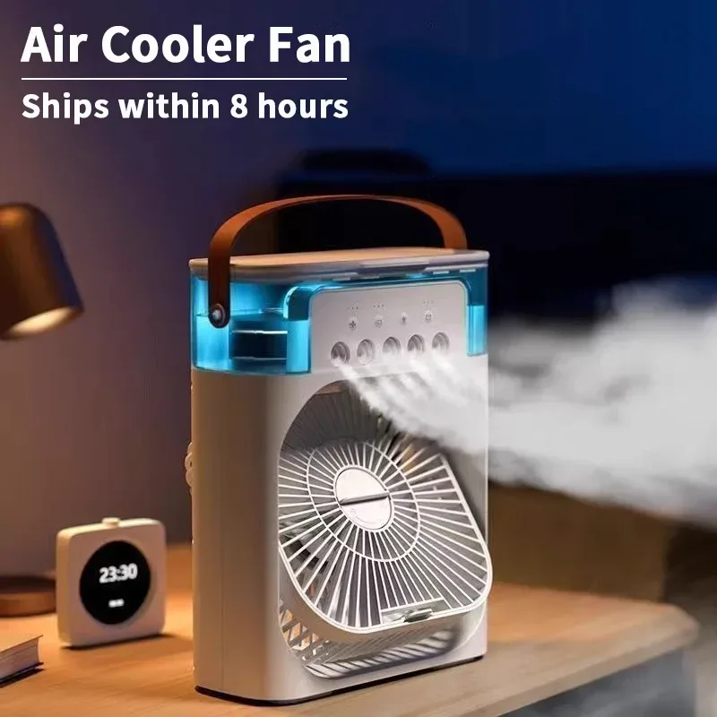 3-in-1 neuer Ventilator, Klimaanlage, kleiner Luftkühler für den Haushalt, LED-Nachtlicht, tragbarer Luftbefeuchter, Lufteinstellventilator, Büro- und Heimventilator