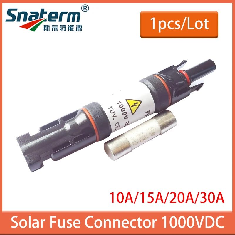 1000 VDC 10 A 15 A 20 A 30 A DC-Solar-Sicherungsstecker, schmelzbarer Halter mit Inline-Sicherung für Solarpanel-Systeme, TÜV-geprüft