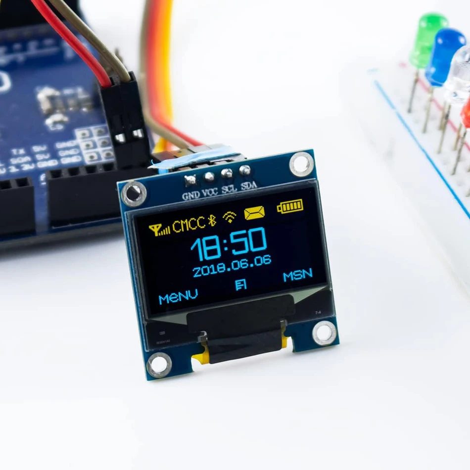 0,96 Zoll OLED-Display-Modul I2C IIC 128 x 64 SS - D - 1306 3,3 V-5 V Blau/Blau Gelb/Weiß für Arduino ESP32 ESP8266