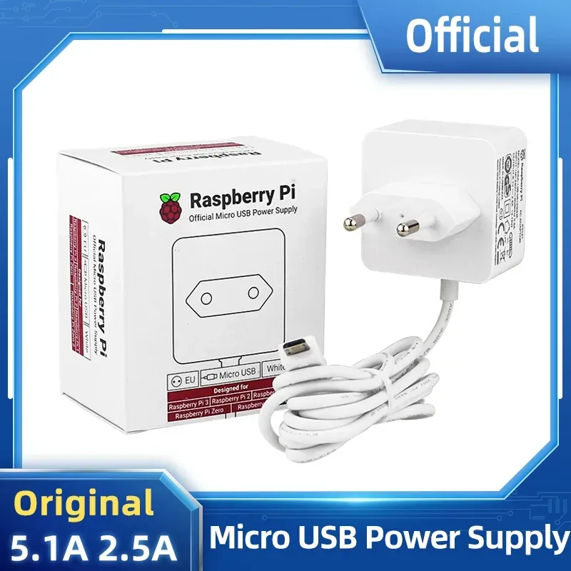Raspberry Pi 12,5 W Netzteil 5,1 V 2,5 A Micro-USB-Netzteil 18 AWG-Kabel für Raspberry Pi 3B+ 3B Zero 2 W EU US UK-Stecker