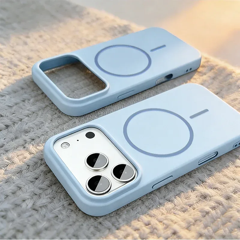Matte Weiche Flüssig-Silikon-Handyhülle für iPhone 15 16 17 18 14 13 12 Pro Max Magsafe Kabelloses Laden Cover für Apple 18 Pro