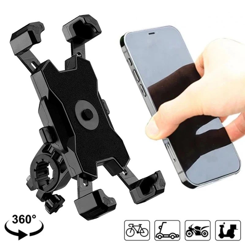 Fahrrad-Handyhalter 360° °   Drehbarer universeller Fahrrad- und Motorrad-Telefonhalter für Handy-Ständer, stoßfeste Halterung, GPS-Clip