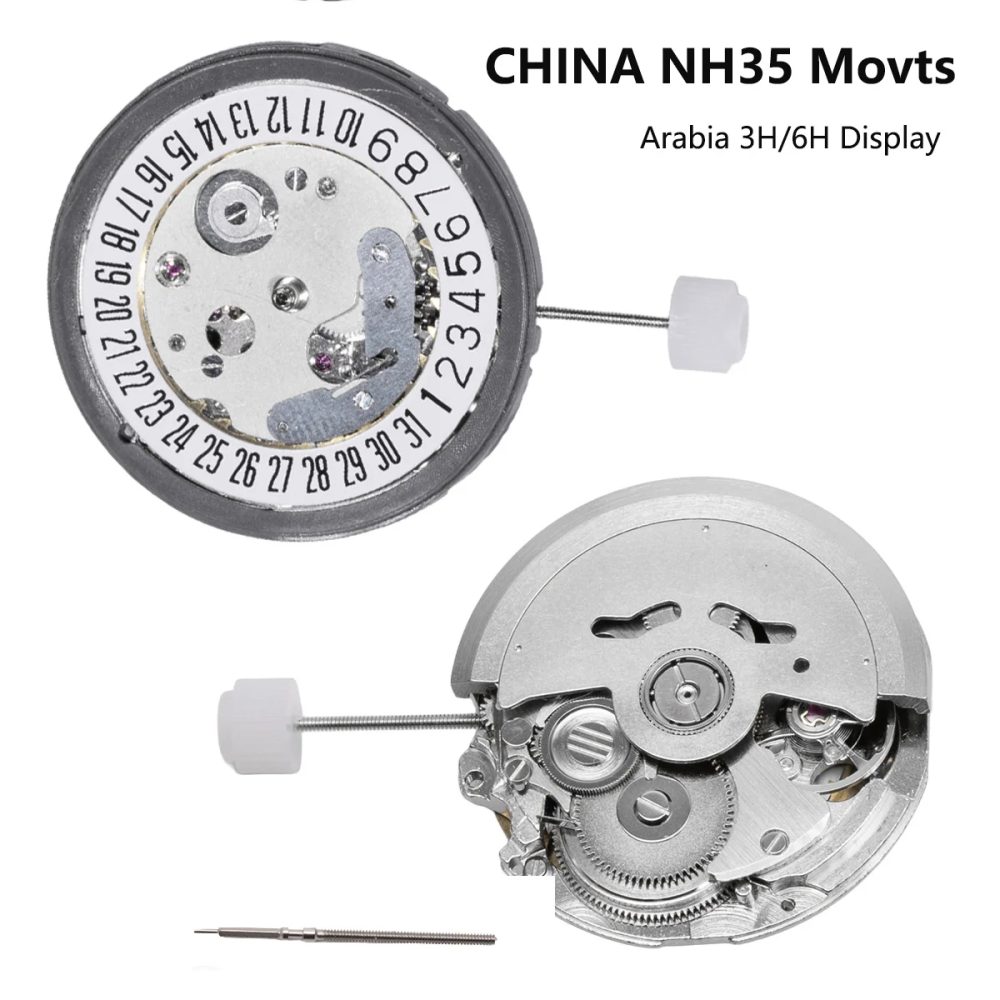 China NH35 Uhrwerk ersetzt das japanische NH35 Automatik-Uhrwerk mit Datumsanzeige bei 3H/6H Uhr, Kalender, Uhrmacher-Reparaturwerkzeug