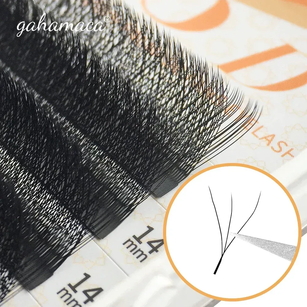 GAHAMACA W-Shape Wimpernverlängerungen C/D/L/LU Curl Vorgefertigte Volumenfächer, weiche, natürliche künstliche Wimpern für professionelles Augen-Make-up