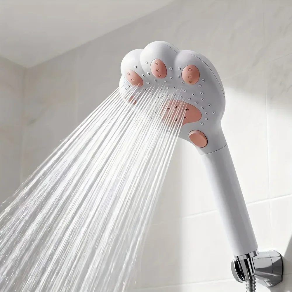 Hochdruck-Filterduschkopf Niedliche Katzenpfote 3-Modus Einstellbare Sprühstrahl Regenwassersparende Armatur Duschköpfe Badezimmerzubehör