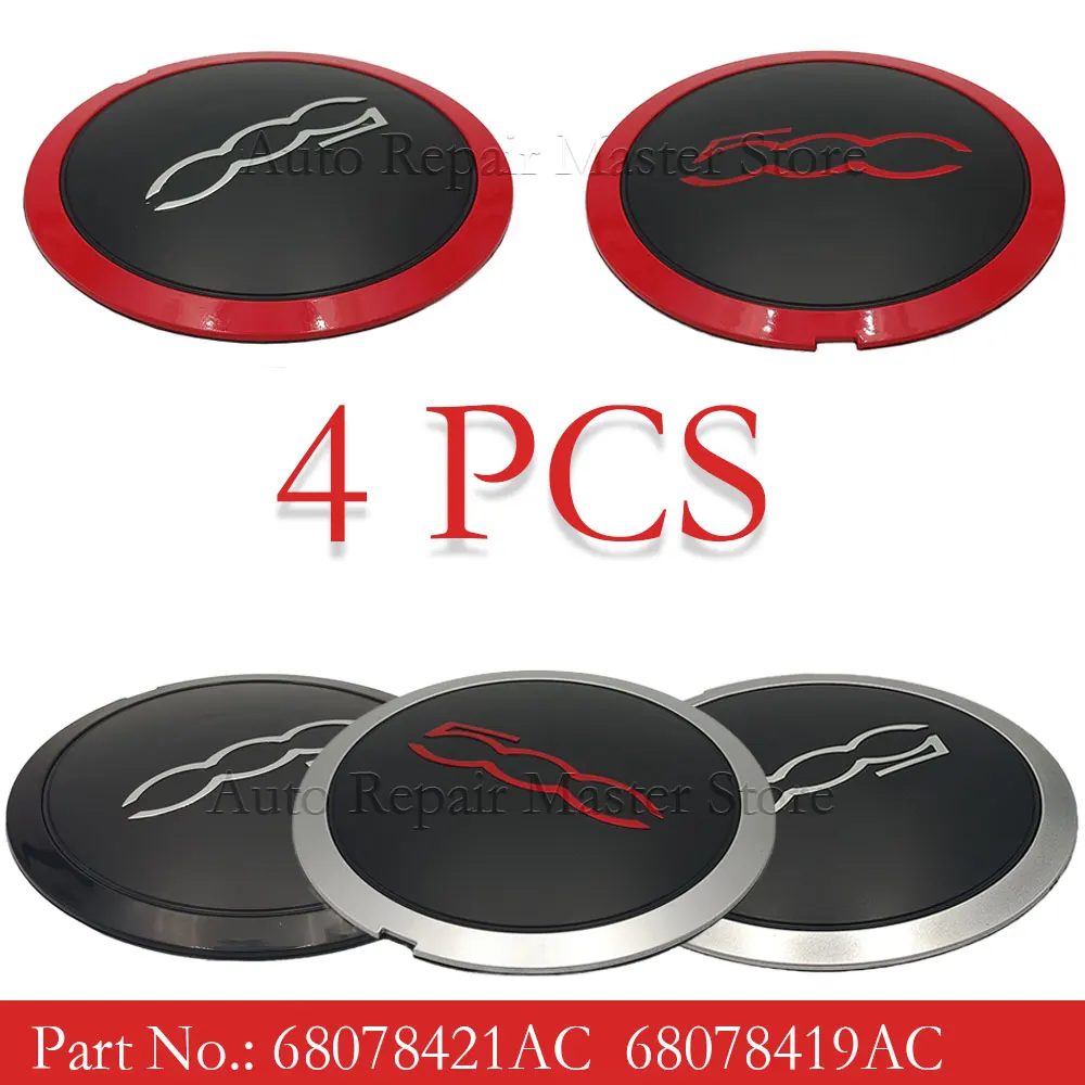 51884863 68078419AC 68078421AC 4 Stück 133 mm Radkappenräder Mittelradnabenkappen Set Staubschutz Radnabenkappe Ersatz für Fiat 500