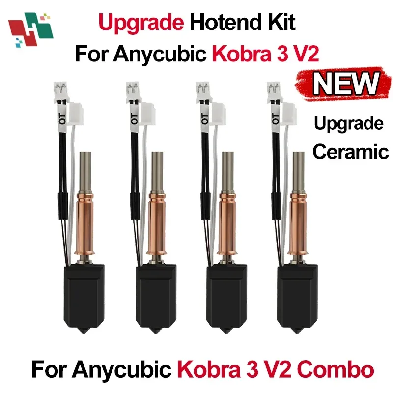 Verbessertes Hotend-Kit für Anycubic Kobra 3 V2/Kobra 3 V2 Combo, Upgrade der Keramik-Hotend-Thermistor-Düse aus gehärtetem Stahl