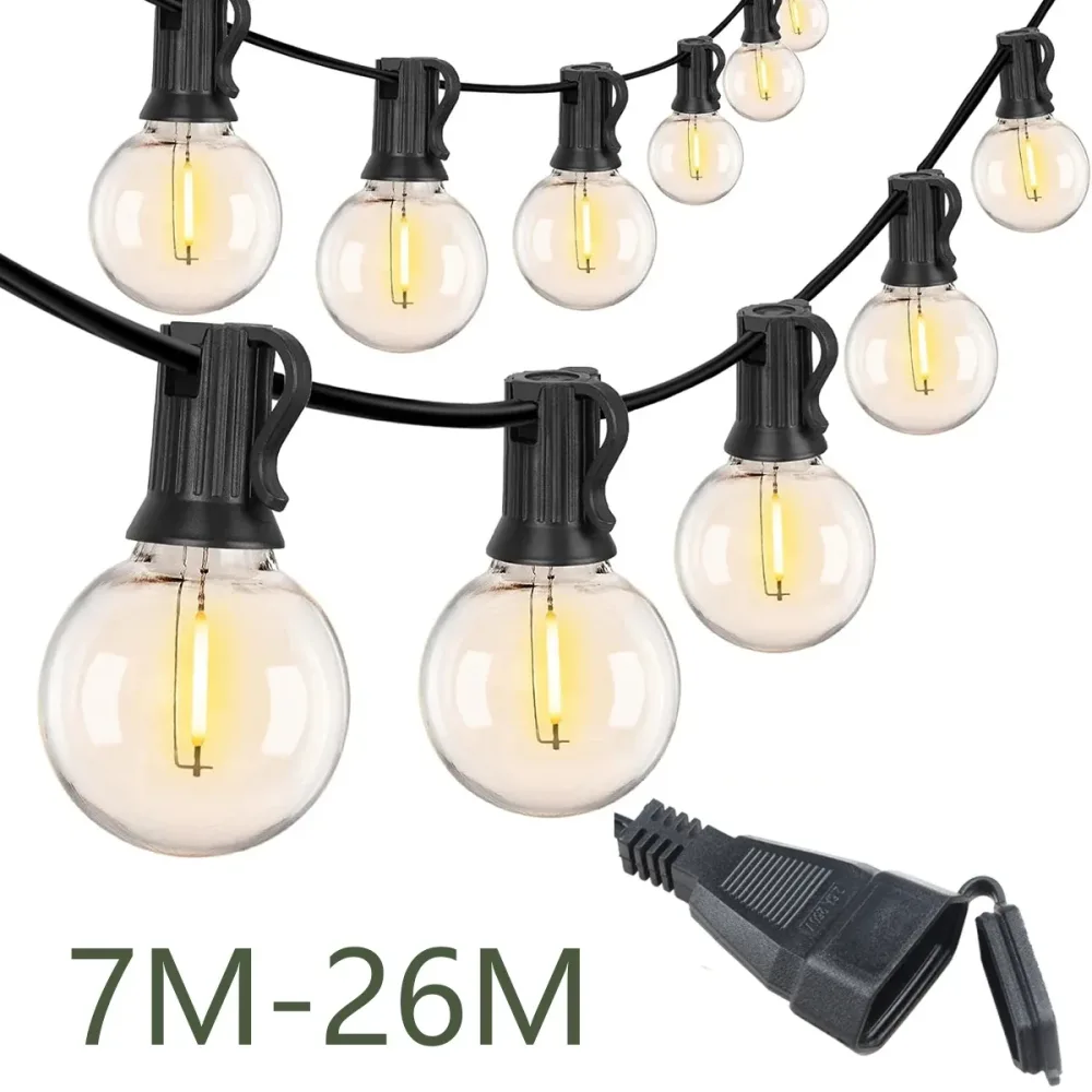 110V/220V Outdoor Lichterketten LED G40 Girlande Fee Terrasse Girlande Lampe Hochzeit Straße Camping Garten Party dekoration Lichter