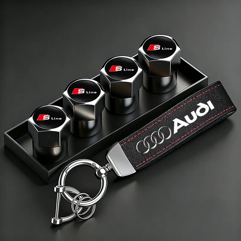 Audi Auto Reifenventilkappen-Abdeckungen/Autoschlüsselanhänger für Audi Sline A1 A2 A3 A4 A5 A6 A7 A8 Q1 Q2 Q3 Q4 Q5 Q6 Q7 Q8