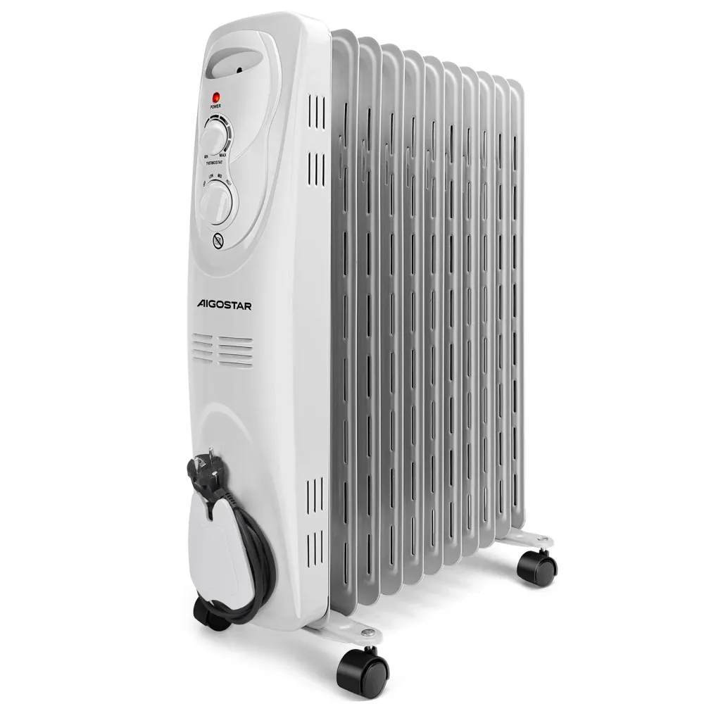 Aigostar 2300W Ölradiator energiesparend Heizkörper mit 11 Rippen, Radiatoren Elektrisch Heizung mit Thermostat, 3 Heizstufen, Elektroheizung Mobiler Ölgefüllte Heizkörper