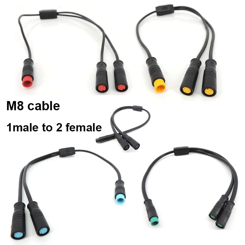 M8 wasserdichter 1-Stecker-auf-2-Buchsen-DC-Splitter-Sensor-Steckverbinder für E-Bikes, 2/3/4/5/6-polig, Elektrofahrrad-Verbindungskabel, E-Bike-Stecker