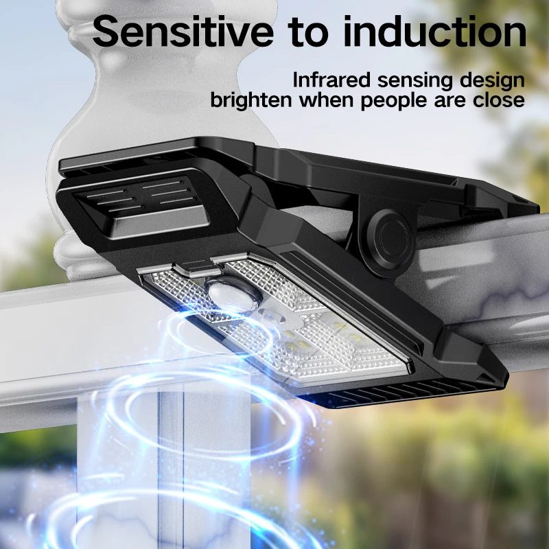 Solarbetriebene Hoflampe, Haushalts-Gartenbeleuchtung, multifunktionale Outdoor-Clip-on-Rasenlampe mit menschlichem Körpererkennung