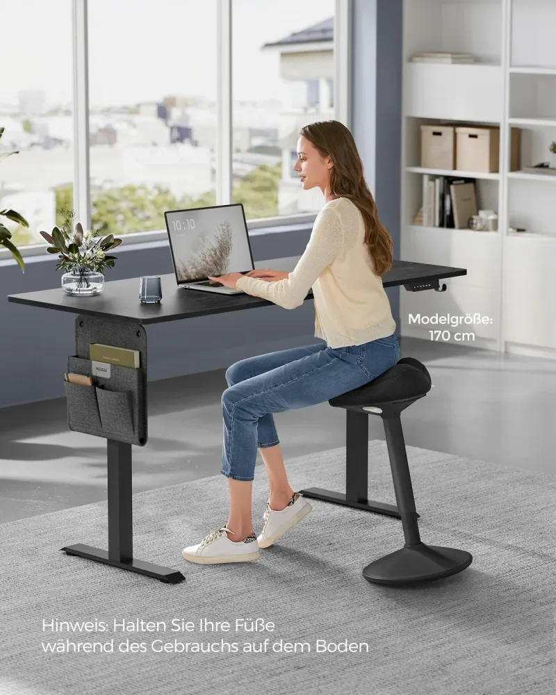 SONGMICS Hocker, Stehhocker um 360° neigbar, Schreibtischstuhl, höhenverstellbar 58-83 cm