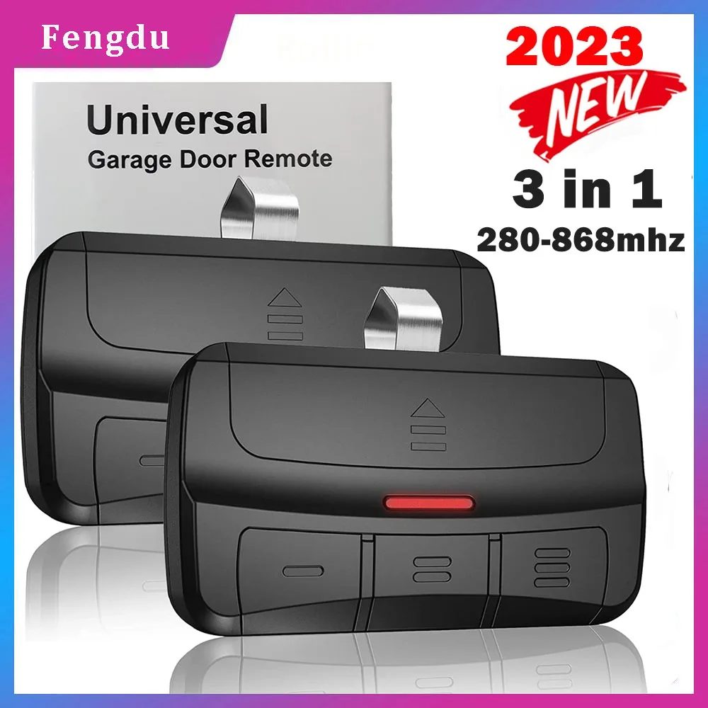 Universelle Tor-Fernbedienung, Garagentorsteuerung, 3-in-1-Multifrequenz-Fernbedienung mit Clip, 280?868 MHz, Rolling-Code-Sender