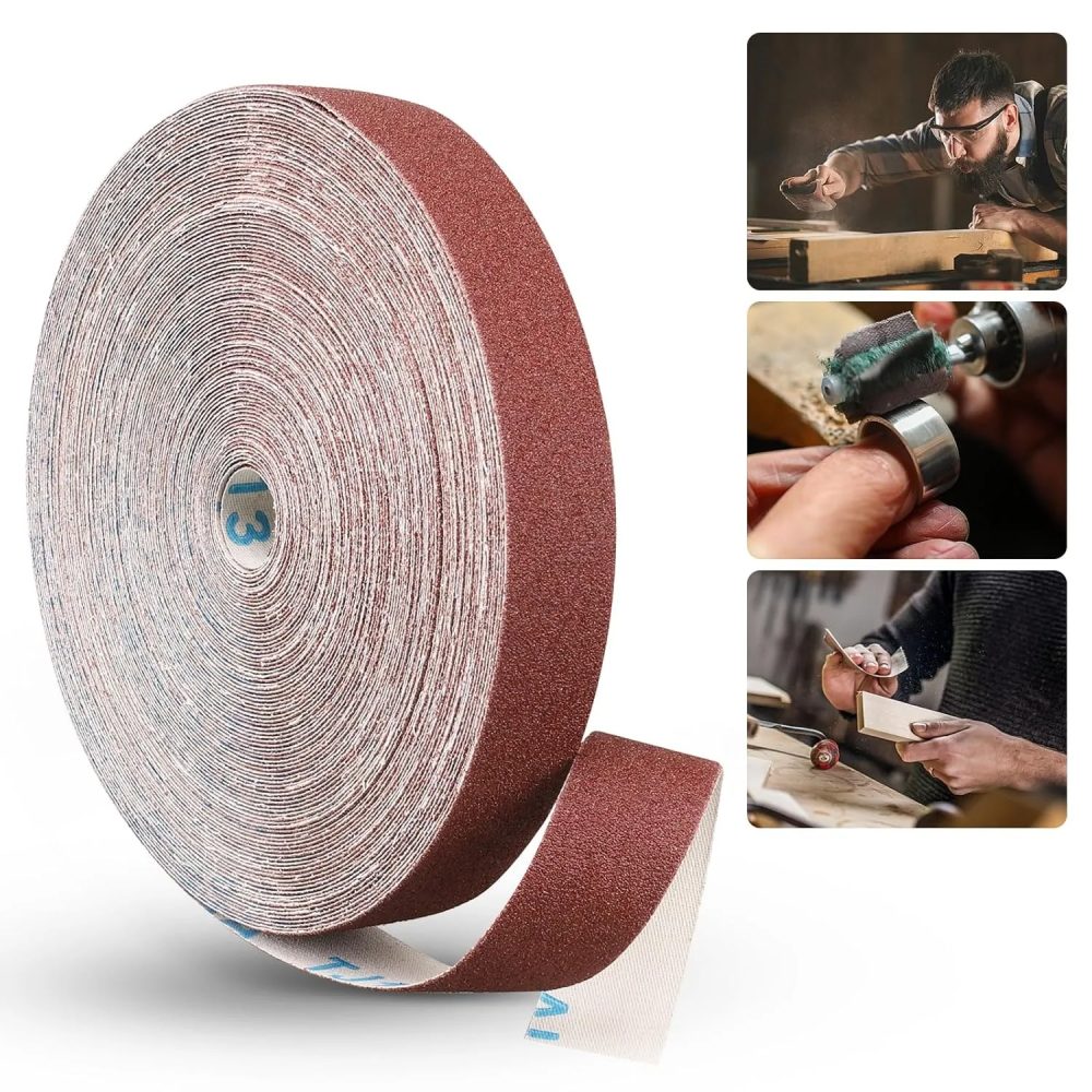 1-Zoll-Schmirgelleinenrollen, kontinuierliches Schleifpapier (2 m / 5 m), geeignet zum Holzschleifen, Metallpolieren, Autodetaillierung