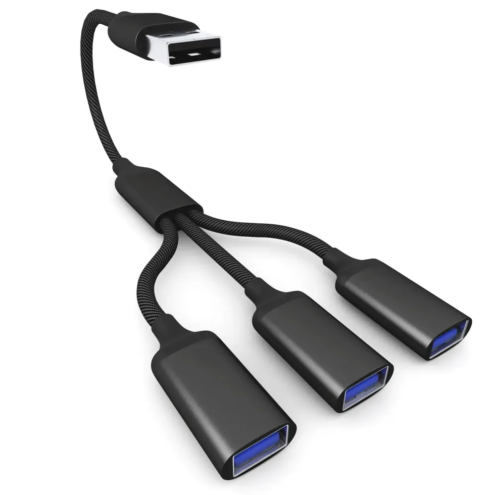USB-Verteilerkabel 1 in 3 Out, USB-A Erweiterungshub, Multi-USB-Port Erweiterungskonverter für Auto, Laptop, PC/Computer, Tastatur/Maus