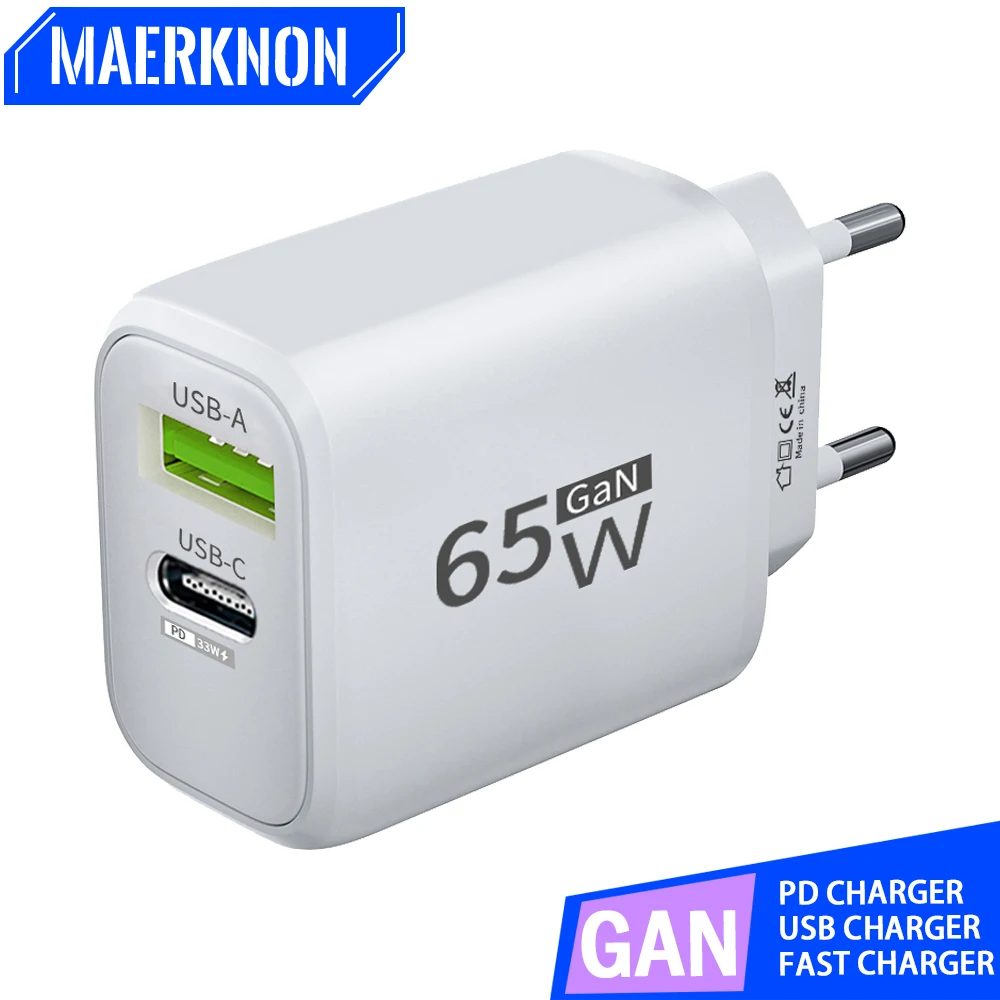 USB-Ladegerät 65 W GaN Typ C Schnellladung PD-Netzteil Schnellladegerät 3.0 für iPhone 15 Xiaomi POCO Samsung Oneplus