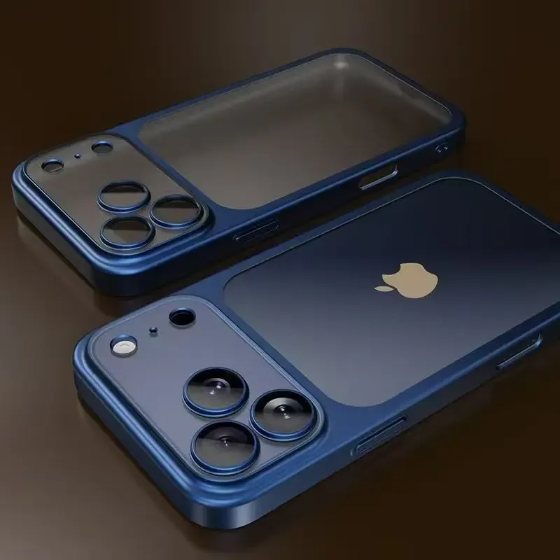Luxuriöse, farbig plattierte, transparente PC-Handyhülle für iPhone 18 17 16 15 14 13 18 Pro Max mit Linsenschutz und matter Rückseite, harte Abdeckung