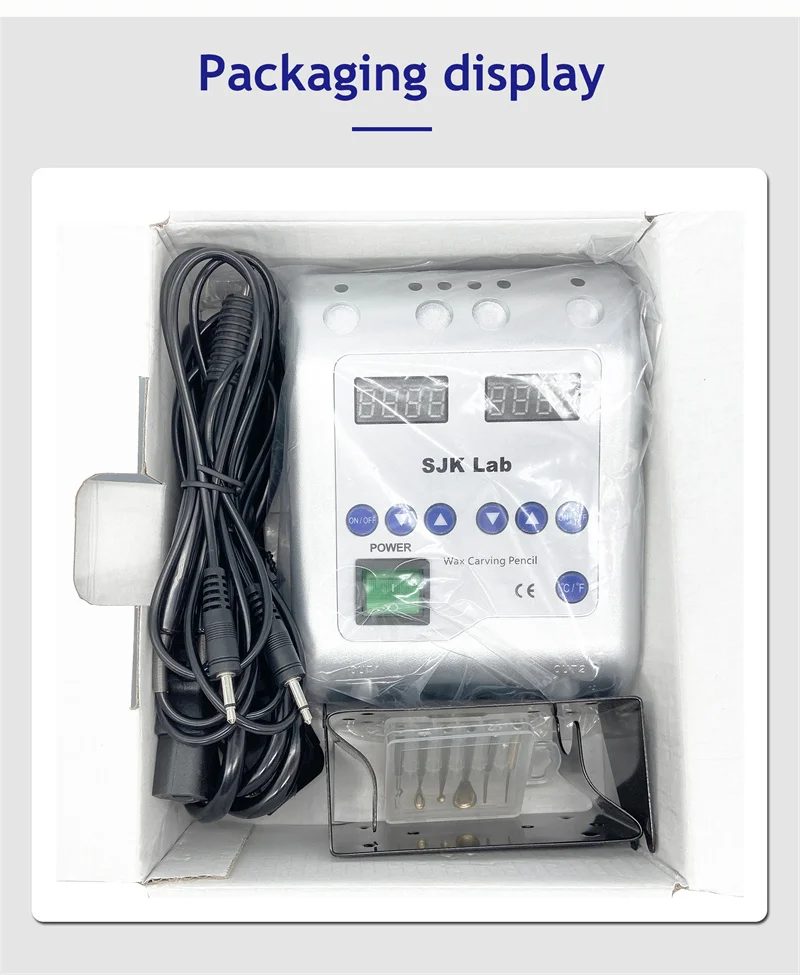 SJK Dental Lab Elektrisches Wachsmesser, Schnitzen mit 6 Wachsspitzen + 2 Stiften, Zahnmedizin-Werkzeug, Zahnmedizinische Ausrüstung, Schnitzen und Formen, Wachsmuster