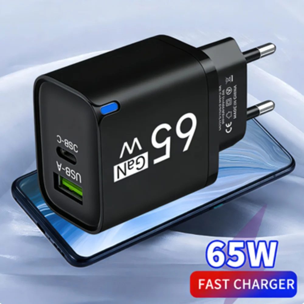 USB 65W Schnellladegerät Typ C Hochgeschwindigkeits-Ladeadapter für Mobiltelefone für iPhone Honor Xiaomi Huawei Samsung Oneplus.