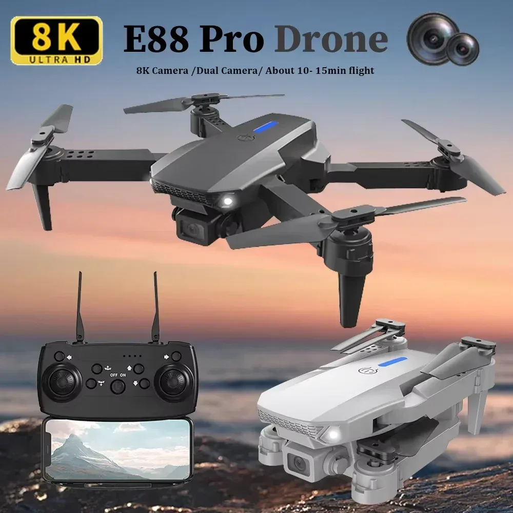2025 E88 Professionelle HD 4K RC-Drohne mit Weitwinkelkamera, faltbarer Helikopter-Quadcopter, Flugzeug, Kinderspielzeug