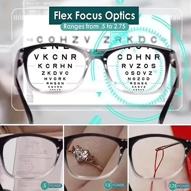 Neueste Multifokale Lesebrille Damen Herren Bifokale Brille mit automatischer Anpassung für Leser