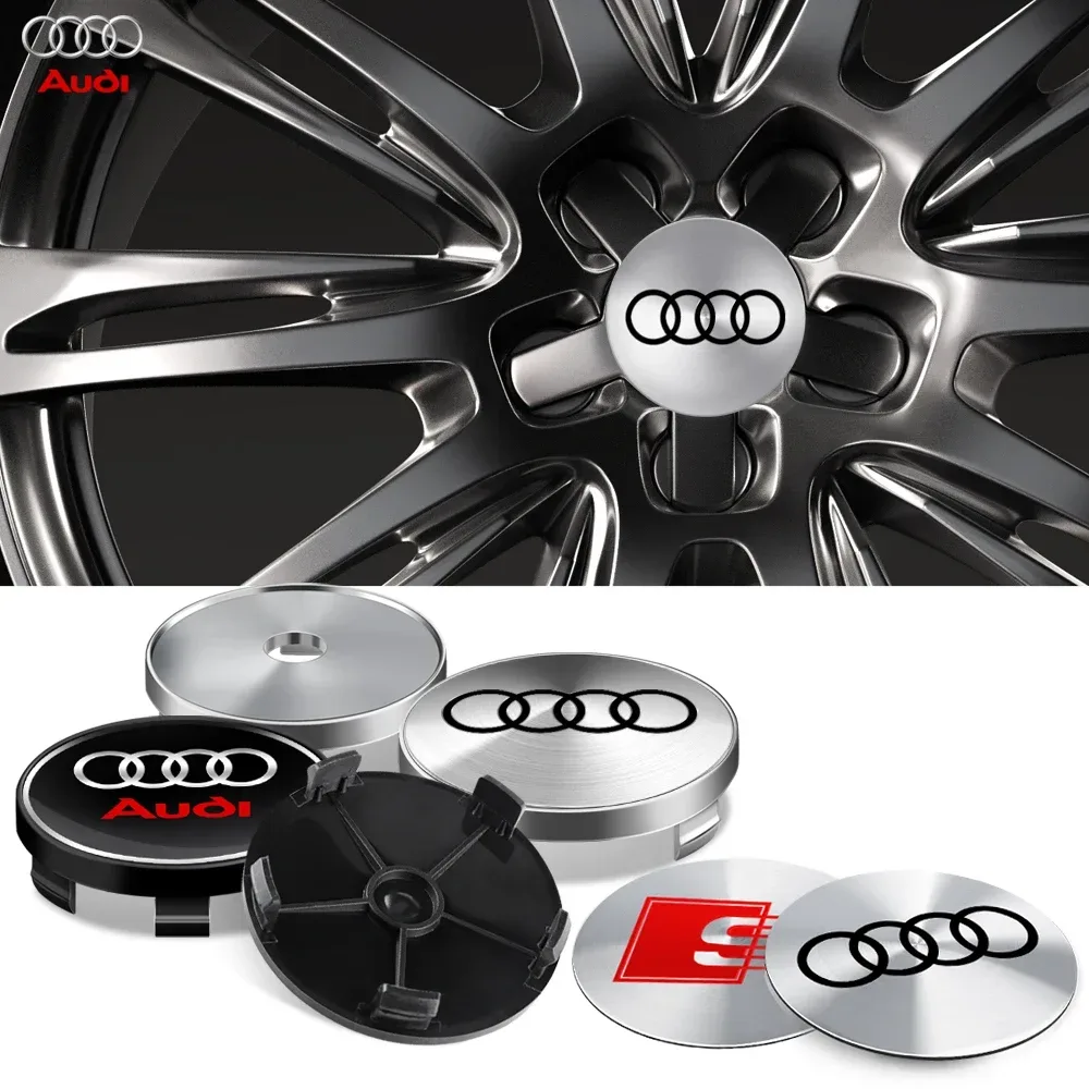 4 Stück 56/65mm Auto-Radnabenaufkleber 60/68mm Radnabenkappen für AUDI A3 A4 A1 Q3 Q4 Q5 Q6 Q7 Q8 TT RS Sline
