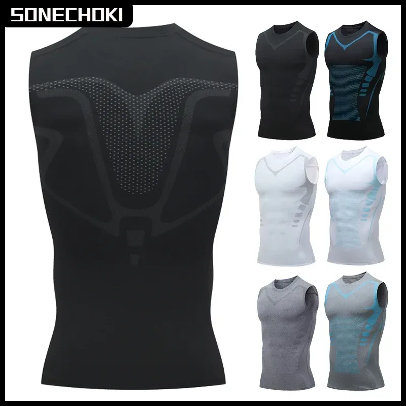 Kompression Tank Top Männer Gym Shirt Ärmel Quick Dry Druck Sportswear Männlichen Fitness Bodybuilding Weste Workout Muscle Top
