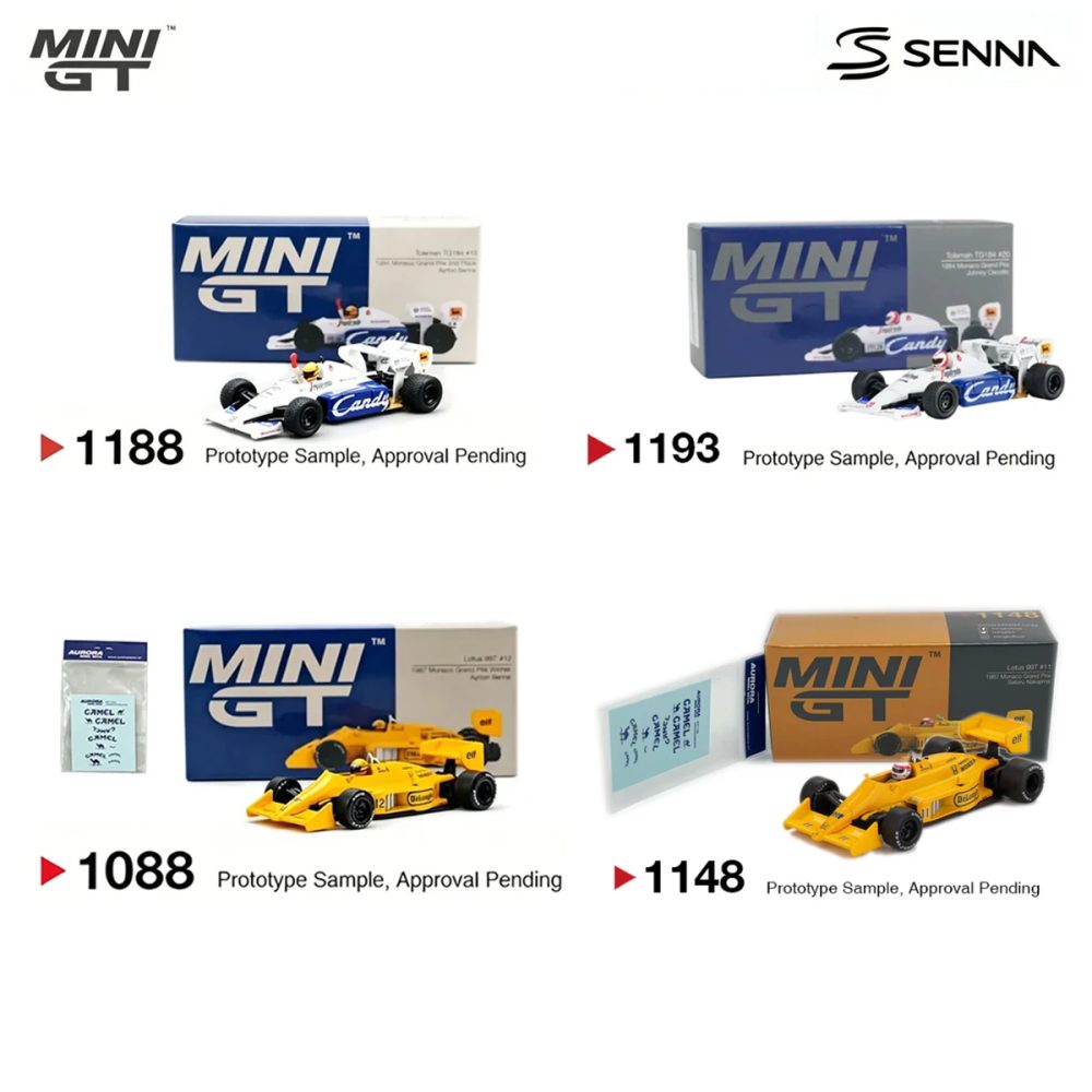 MiniGT 1:64 Ayrton Senna F1 Toleman TG184 # 19 MiniGT 1118/1093 & Lotus 99T # 12 Monaco Winner MiniGT 1088/1148 Druckguss-Modellauto
