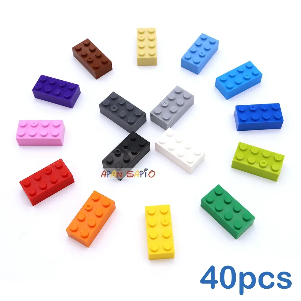 40 stücke DIY Bausteine Dicke Zahlen Bricks 2x4 Punkte Pädagogisches Kreative Größe Kompatibel Mit 3001 Kunststoff Spielzeug für Kinder
