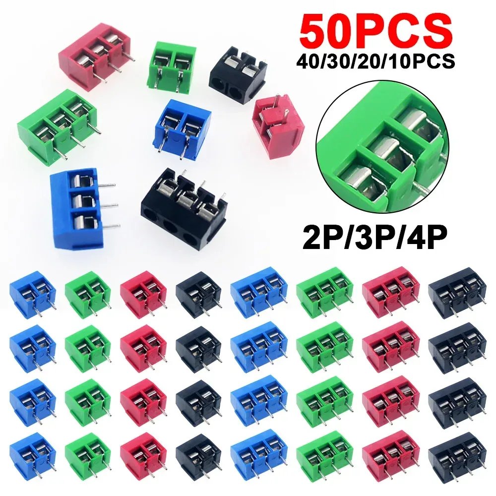 10/50PCS PCB Terminal Block Stecker Pitch 5,0mm KF301 Gerade Pin 2P 3P Schraube PCB terminal Blöcke Stecker Sortiment Kit