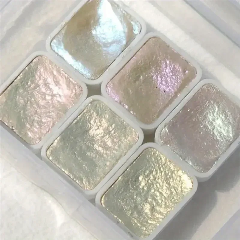 6-farbiges Perlen-Aquarellpigment, solide Verpackung für traditionelle chinesische Malerei, Tangka-Kalligraphie, Farbmalerei