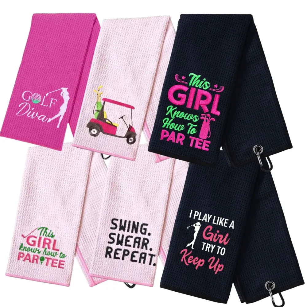 Lustiges Premium-Golftuch aus Mikrofaser für Damen, bestickte Golftücher für Golftaschen, Golfzubehör für Damen-Golferinnen