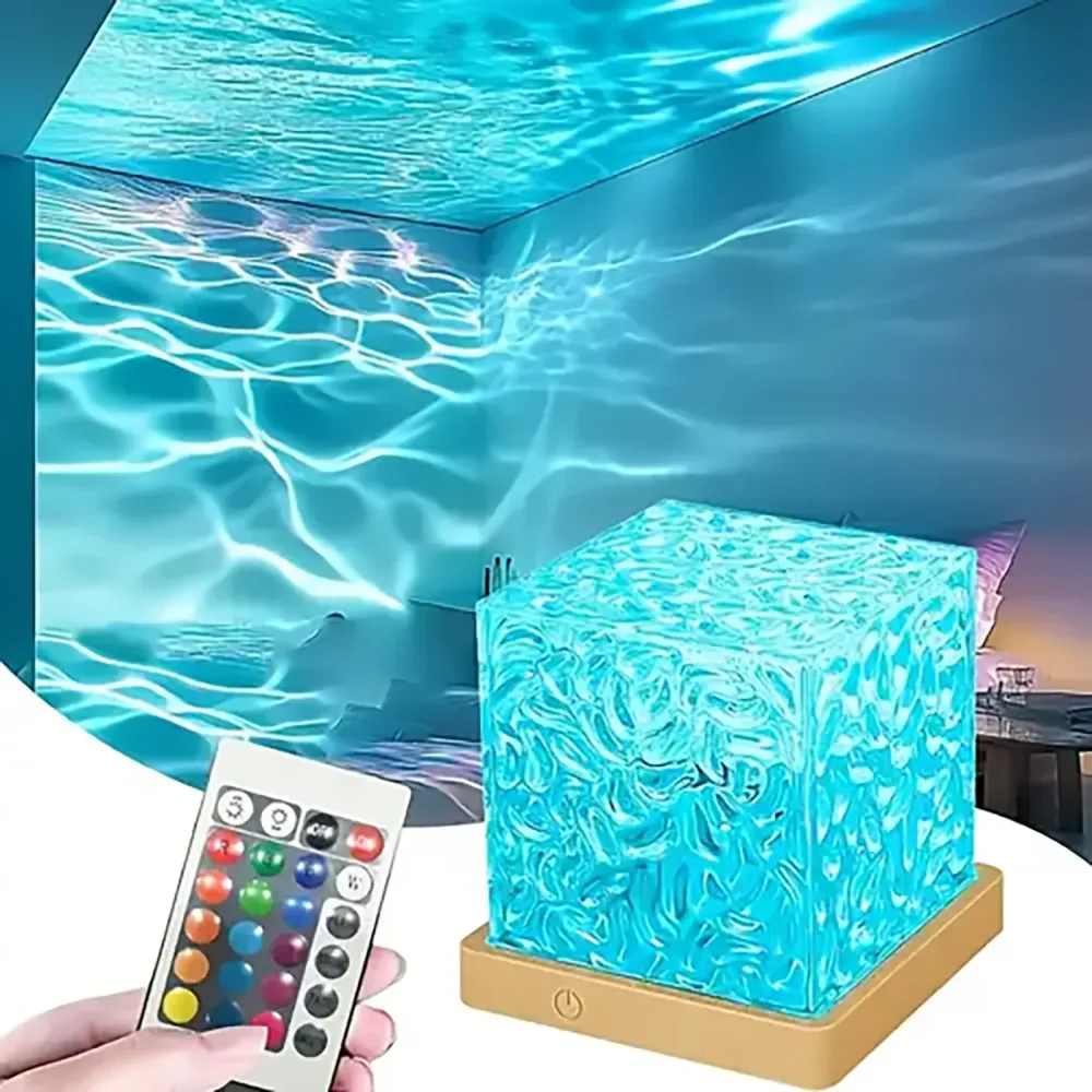 Ocean Wave Aurora Projektor Licht USB Fernbedienung RGB Wasser Welligkeit 16 Farben Nachtlicht Home Office Bar Wohnzimmer Umgebungslicht