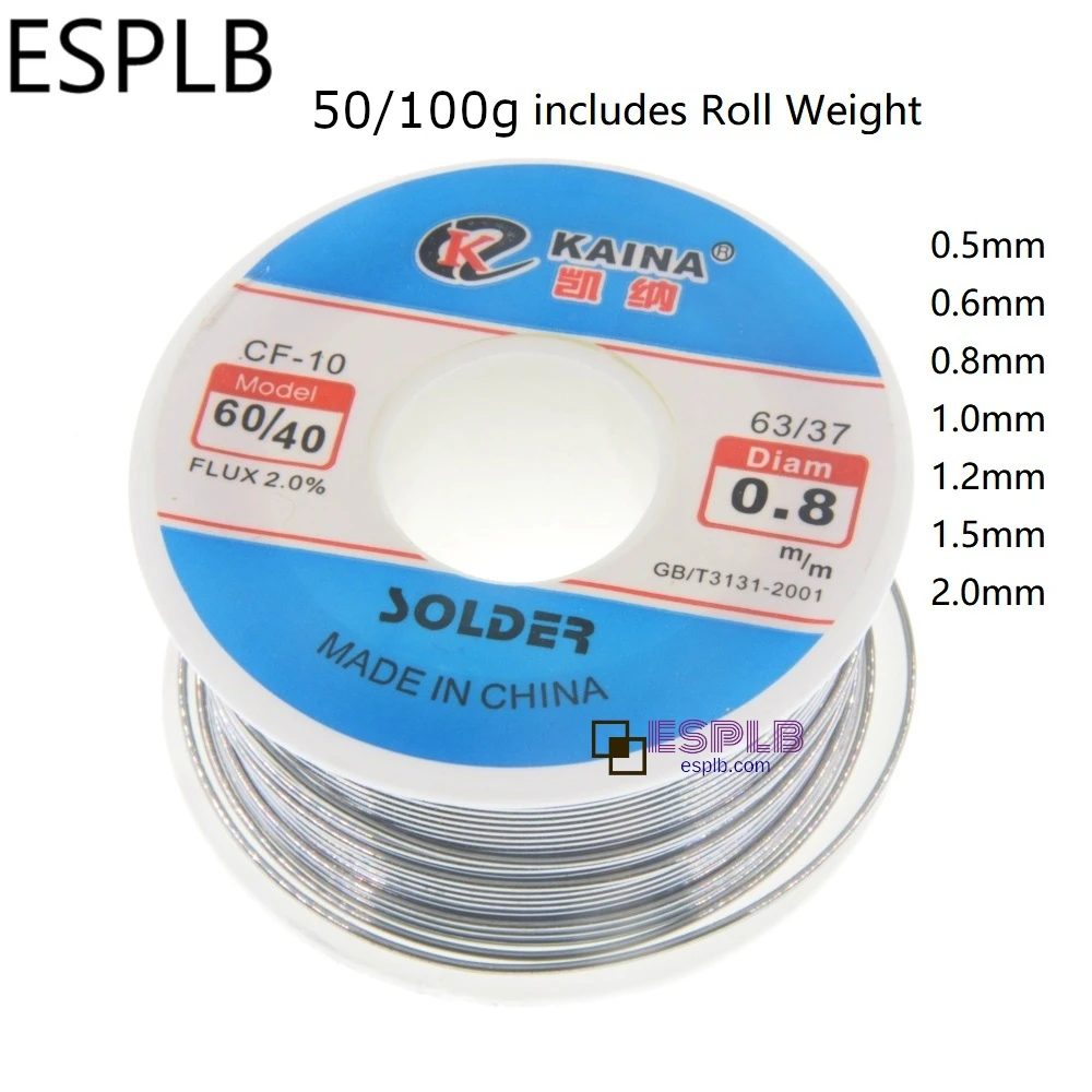ESPLB 50/100 g CF-10-Lötdraht, Zinn, 0,5/0,6/0,8/1,0/1,2/1,5/2,0 mm Rolle, sauberes Kolophonium, Schweißkern, Lötdraht, Flussmittelrollenrohr