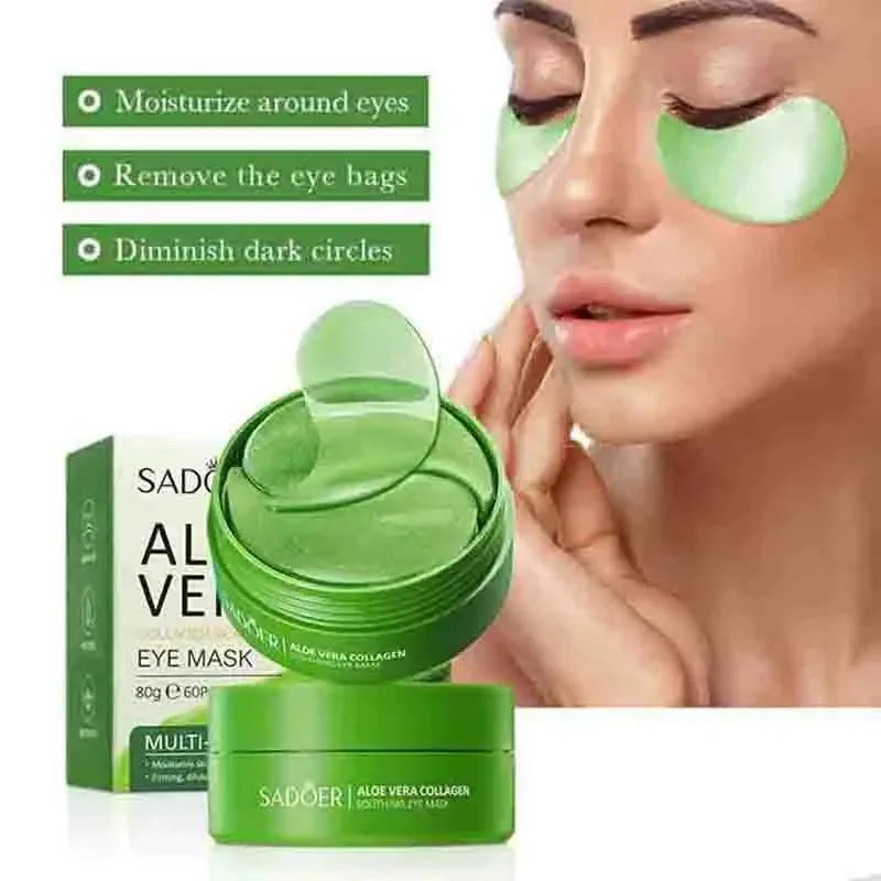 60 stücke Aloe Vera Kollagen Augen Maske Anti Augenringe Augen Taschen Feuchtigkeitsspendende Anti-Falten Augenklappen Augen Hautpflege produkte