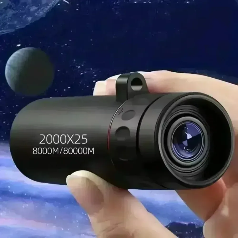 2000x25 HD Monokular-Teleskop Mini Tragbares Handy-Teleskop mit Halterung für Outdoor-Camping, Jagd und Vogelbeobachtung