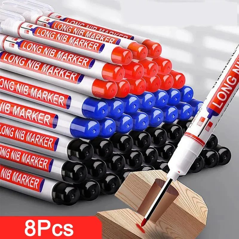 8 Teile/satz 20mm Tiefe Loch Lange Spitze Kopf Marker Für Metall Perforieren Stift Wasserdicht Bad Holzbearbeitung Dekoration Multi-zweck