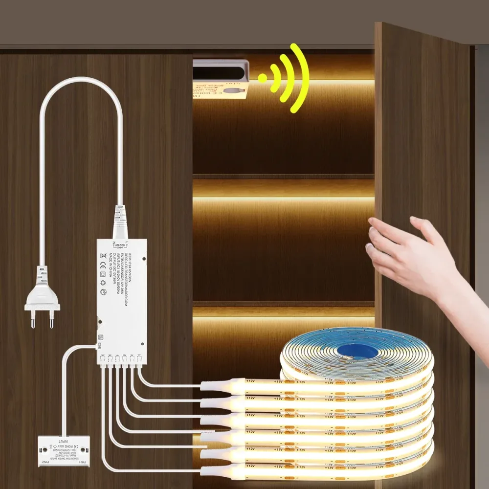 12V COB LED Streifen Licht Smart Doppel Tür Sensor Schalter Schrank lichter für Ihr zimmer Beleuchtung Dupont LED Band tür Offene Licht-AUF
